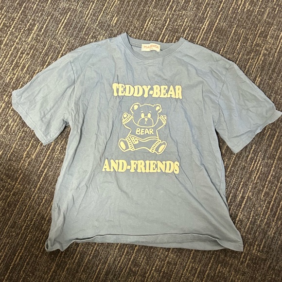 magenta seoul studio puffy lettering teddy graphic tee - Picture 2 of 6